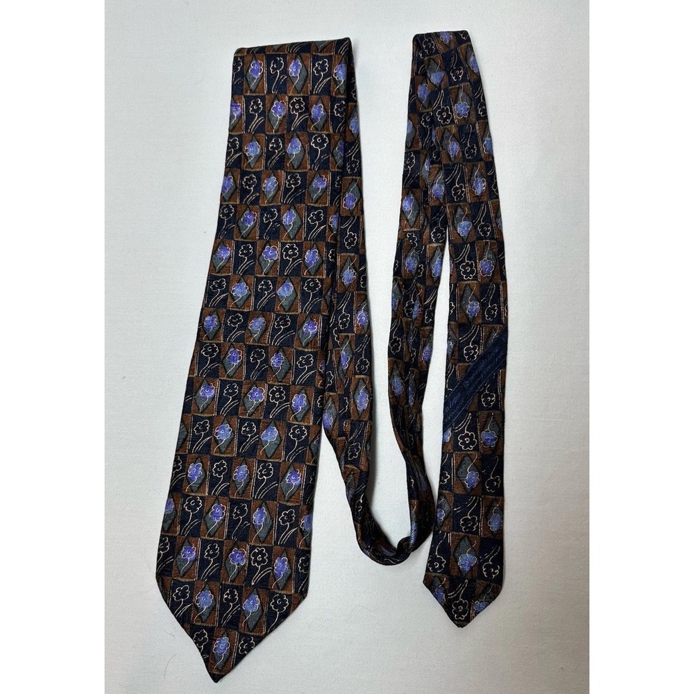 Ermenegildo Zegna Purple Bronze Floral‎ Silk Tie Made in Italy
